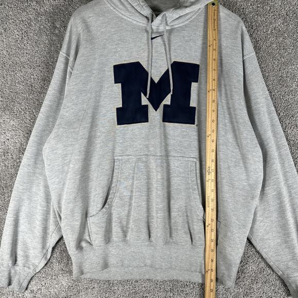 Vtg Nike Team Hoodie Men L Center Swoosh Michigan Wolverines Gray Embroidered - Picture 6 of 8